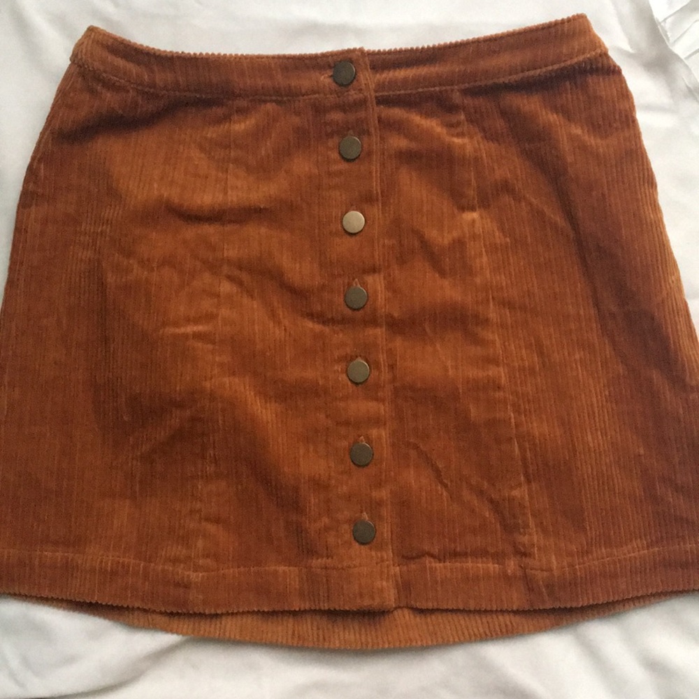 Corduroy Button-Front Skirt